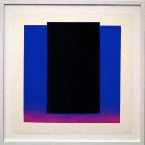 Rupprecht Geiger: „schwarz auf blau mit lila“, (aus: Mappe Farbsequenzen)