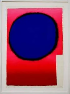 Rupprecht Geiger: „Blauer Kreis mit schwarzem Rand auf Rot“